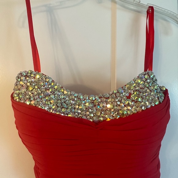 Red formal dress with sequin top and back - Picture 5 of 5